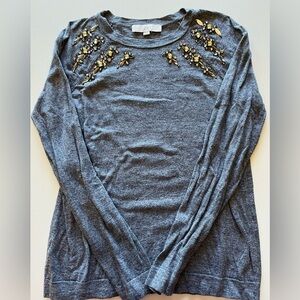 LOFT Gray Embellished Sweater